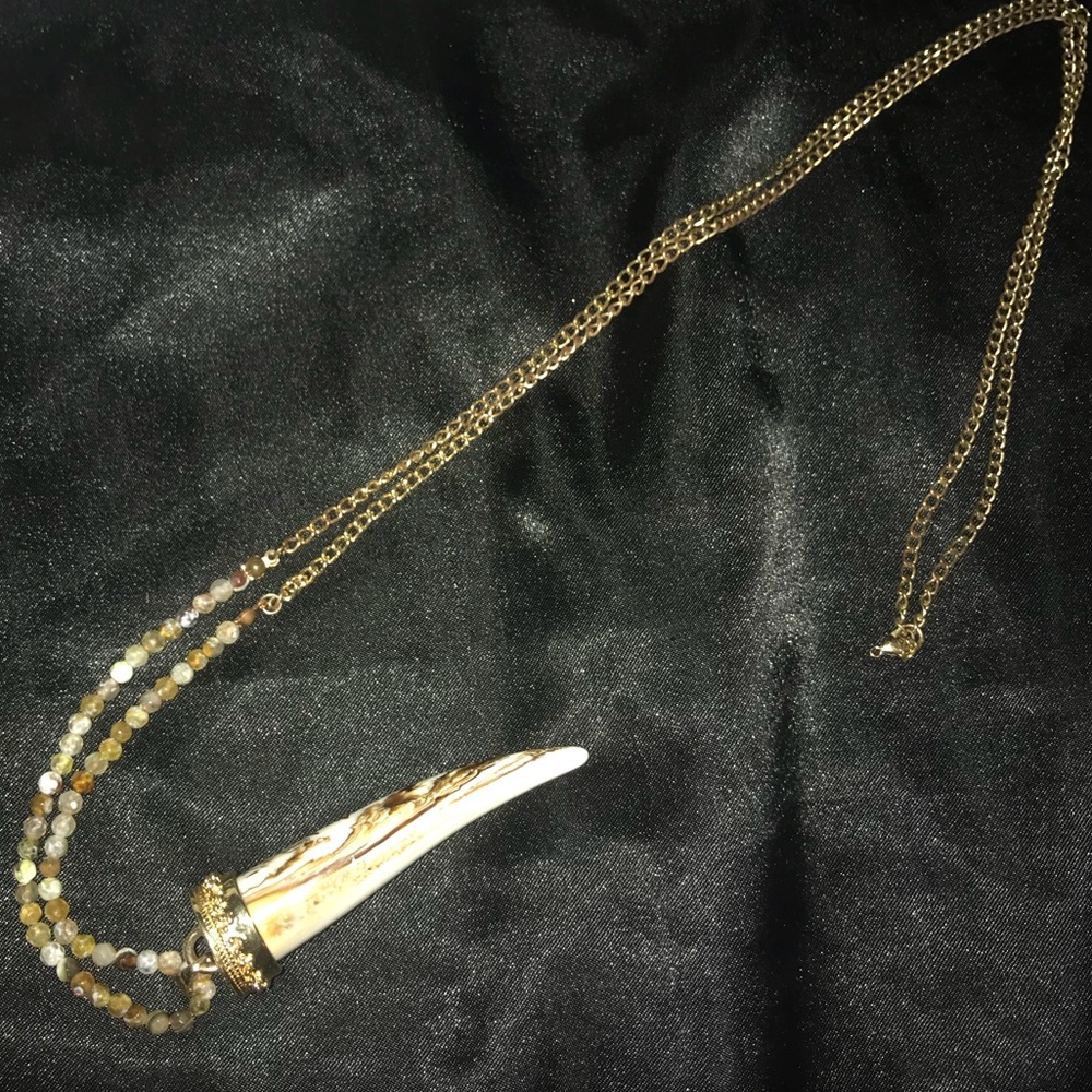 NWOT boutique tusk beaded long necklace